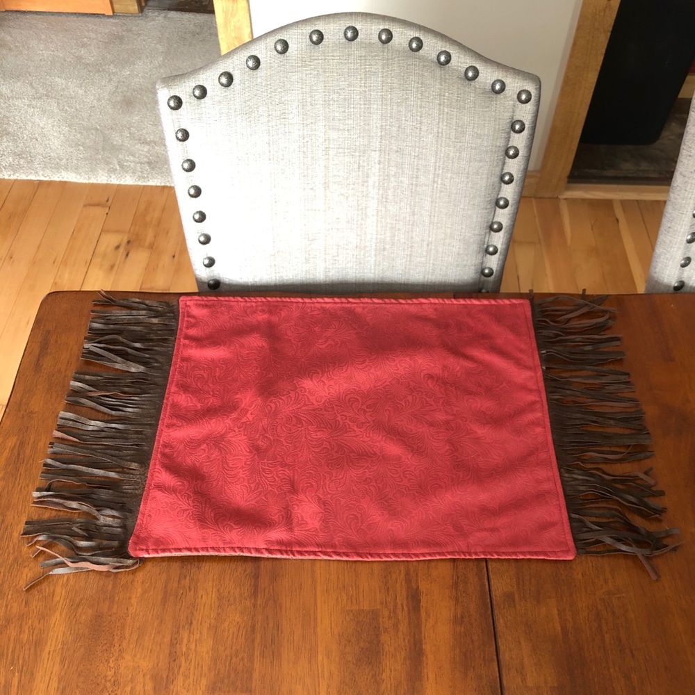 Red and Brown Western Fringe Placemats Home Decor